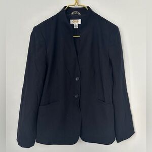 Vintage Talbots Navy Blue Italian Wool Blend Lined Blazer Women’s 6 Petite FLAW